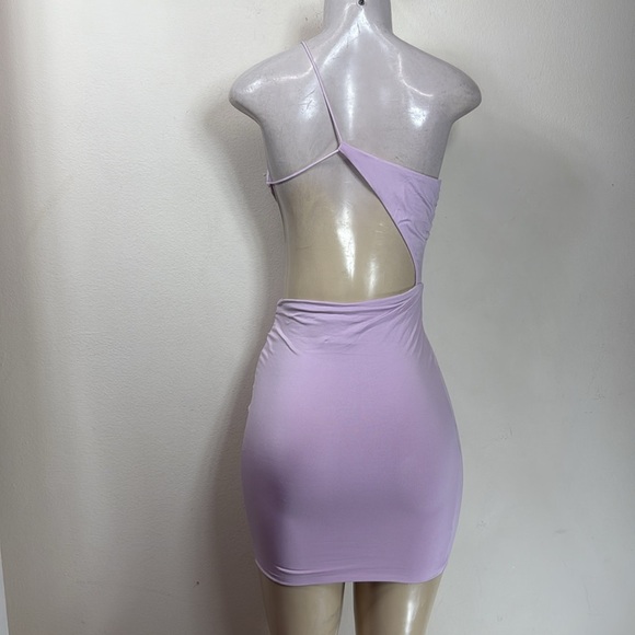 (T2) Princess Polly Mia Asymmetrical Slit Stretch Mini Dress in Lilac - Size 6 - Picture 4 of 11